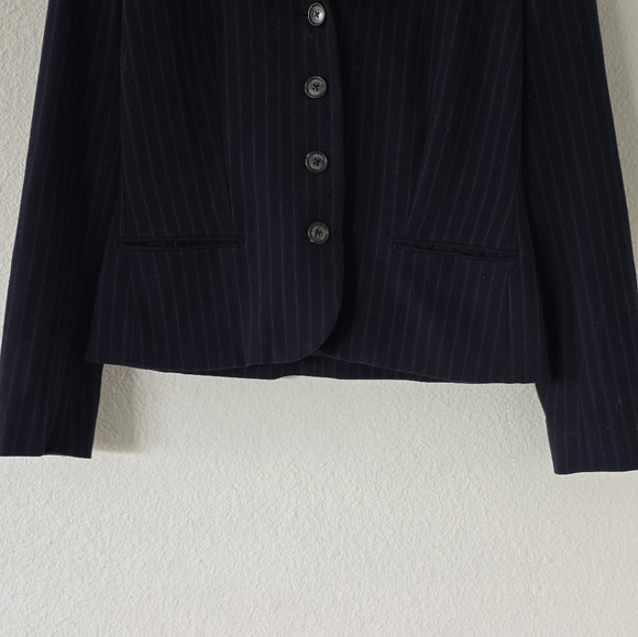 Chaps Womens Blazer sz 8 navy Blue Sport Jacket Striped Career - Picture 6 of 10